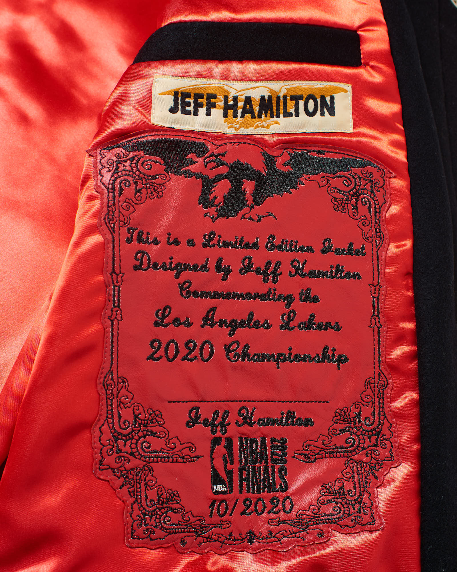 LOS ANGELES LAKERS 2020 CHAMPIONSHIP GENUINE LEATHER JACKET – Jeff Hamilton  Shop