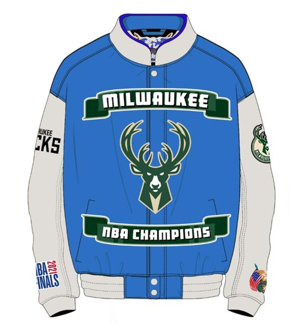Maker of Jacket NBA Teams Jackets Milwaukee Bucks Black White Varsity