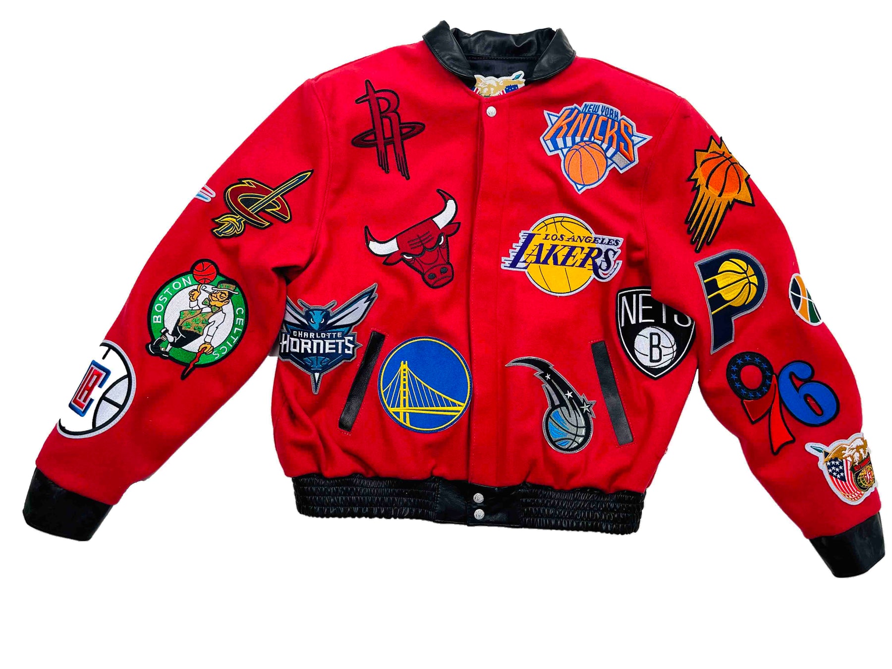 NBA COLLAGE WOOL & LEATHER JACKET Baby Blue
